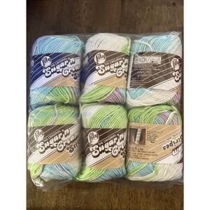 Lily Sugar' N Cream Yarn Lot Of 6 Color 21317 Violet Stripes Brand New